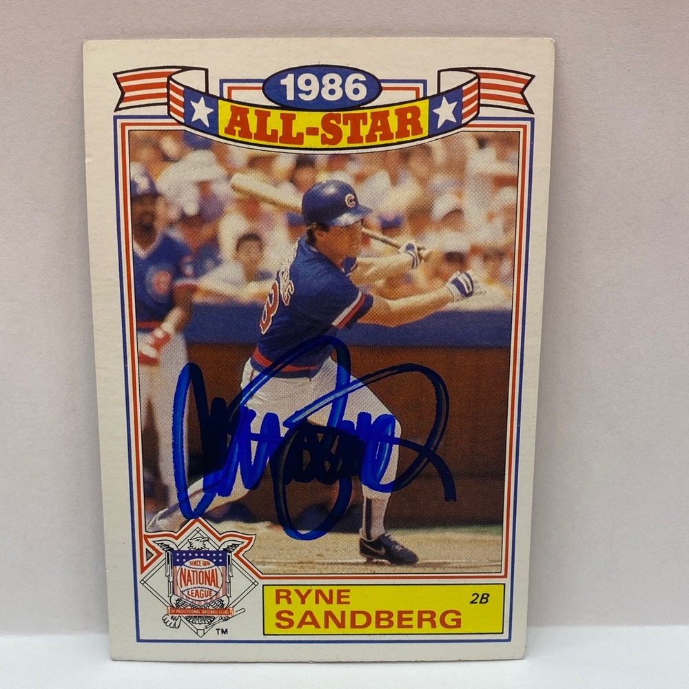 1986 Topps All-Star Ryne Sandberg Cubs In Person Autograph (085)
